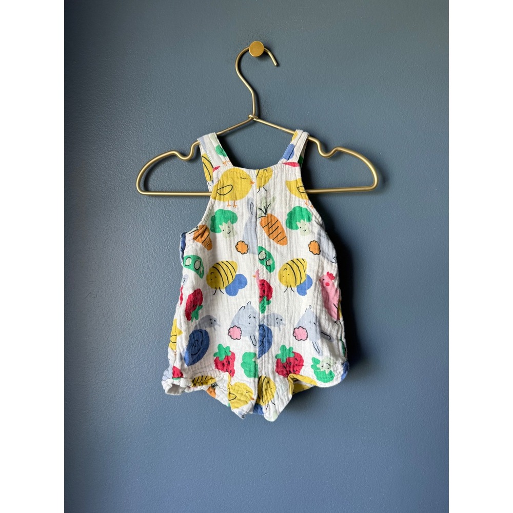 Old Navy Baby Garden Print Cotton Gauze Sleeveless Romper White 3-6 Months
